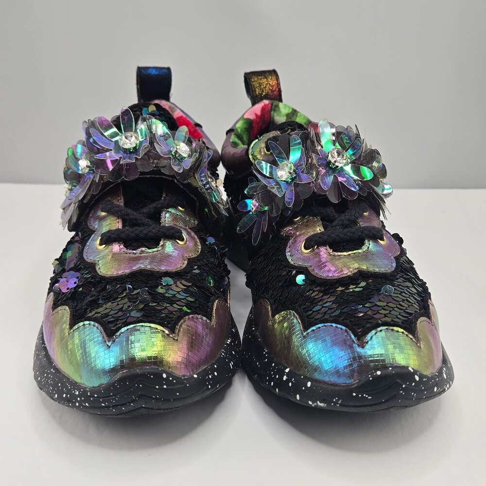 Irregular Choice Iridescent Sneakers RARE Sequin Flower Running Shoes - Picture 5 of 8